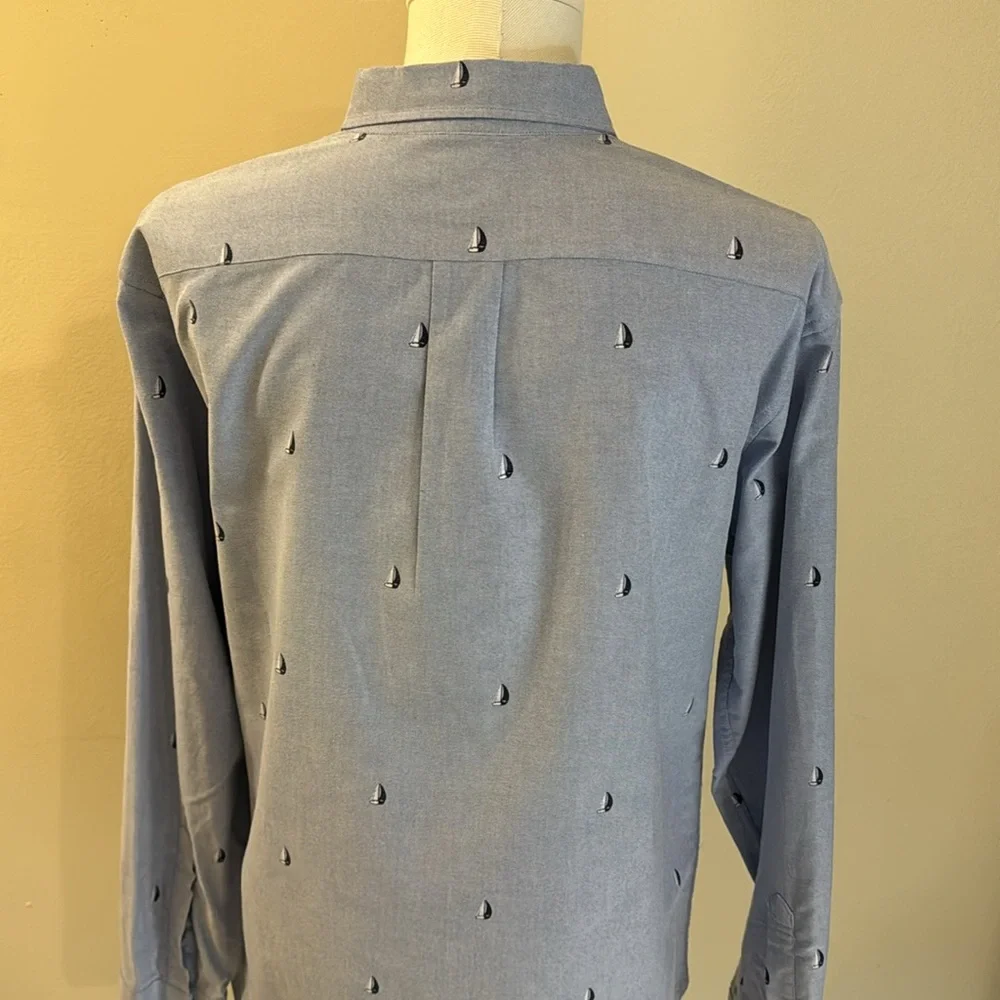 J Crew Flex Causal Sailing All Over Print Button Down Shirt Men's Extra Large